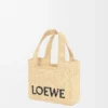 Mini LOEWE Font Tote aus Raffia in Natur