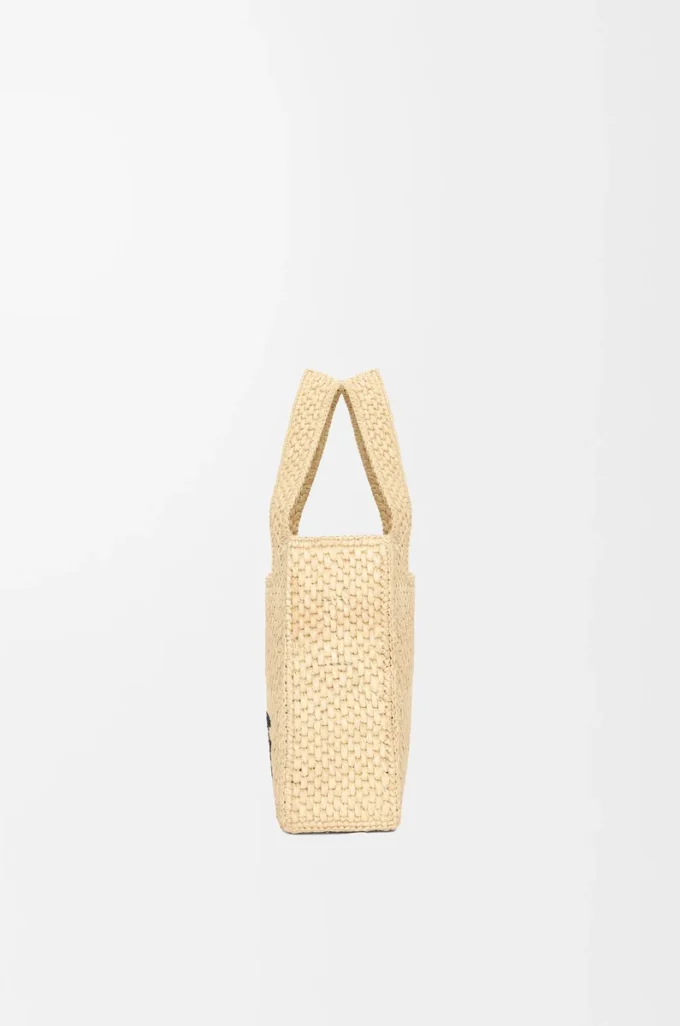 Mini LOEWE Font Tote aus Raffia in Natur