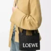 Mini LOEWE Font Tote aus Raffia Schwarz
