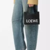 Mini LOEWE Font Tote aus Raffia Schwarz