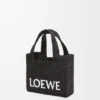 Mini LOEWE Font Tote aus Raffia Schwarz