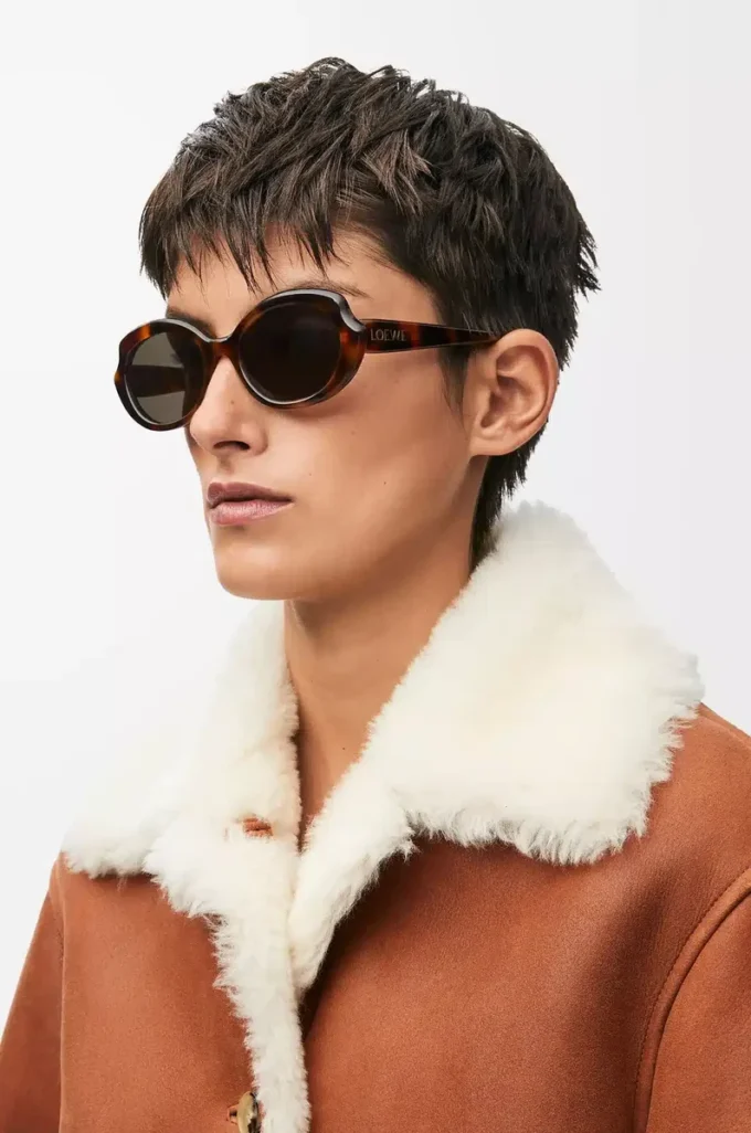 Mini Oval Slim Sonnenbrille Havanna
