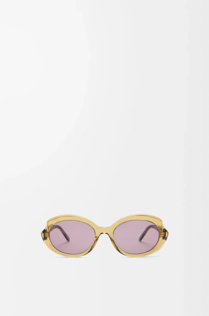 Mini Oval Slim Sonnenbrille Transparent Oliv