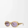 Mini Oval Slim Sonnenbrille Transparent Oliv