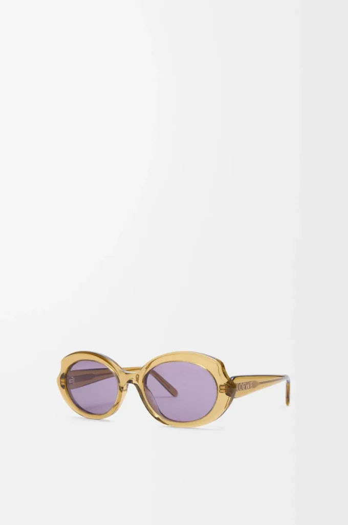 Mini Oval Slim Sonnenbrille Transparent Oliv