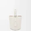 Mini Pebble Beuteltasche aus weichem genarbtem Kalbsleder in Soft White