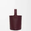 Mini Pebble Bucket aus glattem Kalbsleder in Dark Burgundy