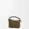 Mini Puzzle Edge Tasche aus klassischem Kalbsleder in Dunkelkhaki