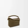 Mini Puzzle Edge Tasche aus klassischem Kalbsleder in Dunkelkhaki