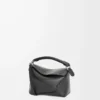 Mini Puzzle Edge Tasche aus klassischem Kalbsleder in Schwarz