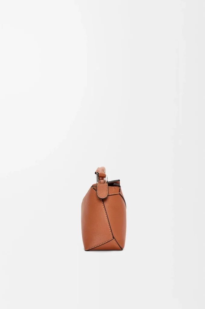 Mini Puzzle Edge Tasche aus klassischem Kalbsleder Tan
