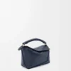 Mini Puzzle Edge Tasche aus weichem genarbtem Kalbsleder Deep Navy