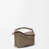 Mini Puzzle Edge Tasche aus weichem genarbtem Kalbsleder Taupe