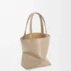 Mini Puzzle Fold Tote aus glänzendem Kalbsleder Sand