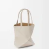 Mini Puzzle Fold Tote aus weichem genarbtem Kalbsleder in Light Ghost