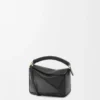 Mini Puzzle Tasche aus glattem Kalbsleder Schwarz