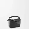 Mini Puzzle Tasche aus glattem Kalbsleder Schwarz