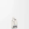 Mini-Puzzle-Tasche „Futurist Cat” aus klassischem Kalbsleder in Soft White