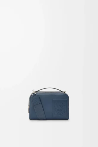 Mini-Umhängetasche für Kameras aus satiniertem Kalbsleder Indigo Dye