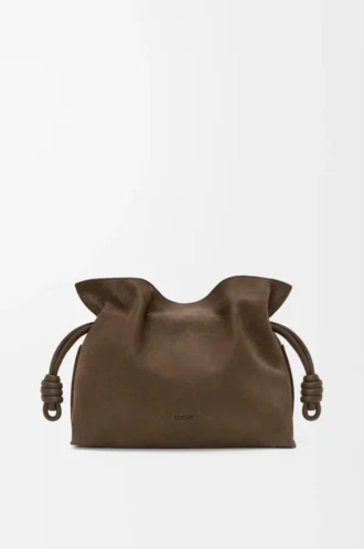Mittlere Flamenco-Clutch aus genarbtem Nubukleder Tundra