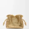 Mittlere Flamenco-Clutch aus laminiertem Lammleder Gold
