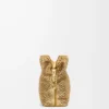 Mittlere Flamenco-Clutch aus laminiertem Lammleder Gold