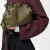 Mittlere Flamenco-Clutch aus Nappakalbsleder Dark Khaki