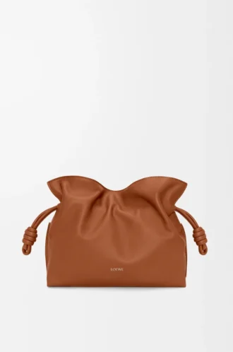 Mittlere Flamenco-Clutch aus Nappakalbsleder Eichhörnchen