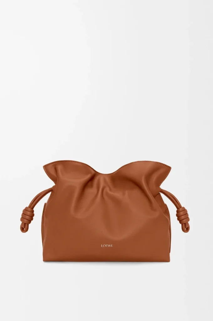 Mittlere Flamenco-Clutch aus Nappakalbsleder Eichhörnchen