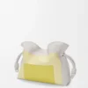 Mittlere Flamenco-Clutch aus Nappakalbsleder Hellgrau/Hellcitrin