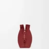 Mittlere Flamenco-Clutch aus Nappakalbsleder in Burnt Red