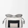 Mittlere Flamenco-Clutch aus Nappakalbsleder in Grau/Hellgrau