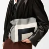 Mittlere Flamenco-Clutch aus Nappakalbsleder in Grau/Hellgrau