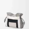 Mittlere Flamenco-Clutch aus Nappakalbsleder in Grau/Hellgrau