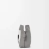 Mittlere Flamenco-Clutch aus Nappakalbsleder in Grau/Hellgrau