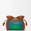 Mittlere Flamenco-Clutch aus Nappakalbsleder in Karamell/Hellgrün
