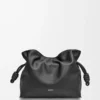 Mittlere Flamenco-Clutch aus Nappakalbsleder in Schwarz