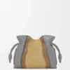 Mittlere Flamenco-Clutch Landscape aus Nappakalbsleder in Sparkling Grey/Butter