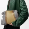Mittlere Flamenco-Clutch Landscape aus Nappakalbsleder in Sparkling Grey/Butter