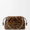 Mittlere Flamenco-Handtasche aus bedrucktem Lammfell Beige/Braun