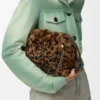 Mittlere Flamenco-Handtasche aus bedrucktem Lammfell Beige/Braun