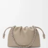 Mittlere Flamenco-Handtasche aus feinnarbigem Kalbsleder Clay