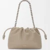 Mittlere Flamenco-Handtasche aus feinnarbigem Kalbsleder Clay