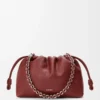 Mittlere Flamenco-Handtasche aus feinnarbigem Kalbsleder Mahagoni