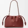 Mittlere Flamenco-Handtasche aus feinnarbigem Kalbsleder Mahagoni