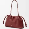 Mittlere Flamenco-Handtasche aus feinnarbigem Kalbsleder Mahagoni