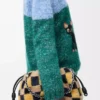 Mittlere Flamenco-Handtasche aus Jacquard-Strick Multicolor Deep Navy
