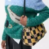 Mittlere Flamenco-Handtasche aus Jacquard-Strick Multicolor Deep Navy