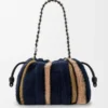 Mittlere Flamenco-Handtasche aus Jacquard-Strick Multicolor Deep Navy