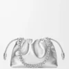 Mittlere Flamenco-Handtasche aus laminiertem Lammleder Silber